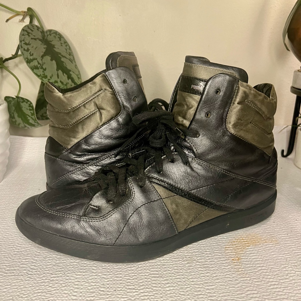Alexander Mcqueen X And Puma Men's Black And Olive High-Top Sneakers Rare